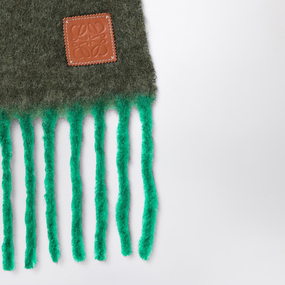 Loewe Sciarpa verde kaki/verde in mohair e lana Shopping online