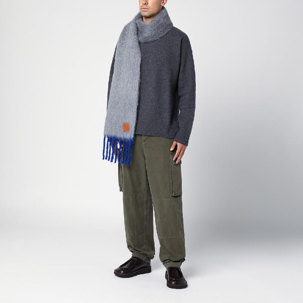 Loewe Sciarpa grigia/blu in mohair e lana Offerta esclusiva