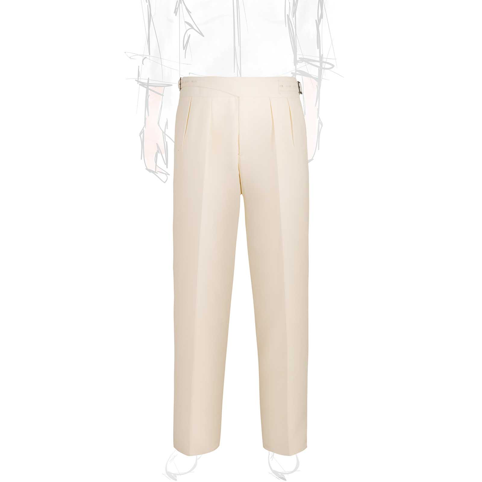 ﻿Rubinacci Vintage archive pantalone Manny in lana e cotone bianco