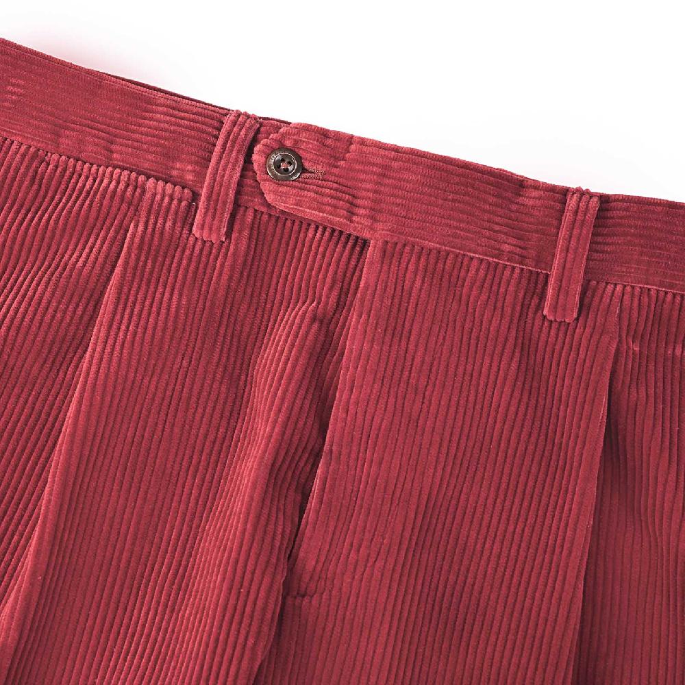Rubinacci Vintage archive pantalone velluto a coste con pinces ciliegia Acquista Ora