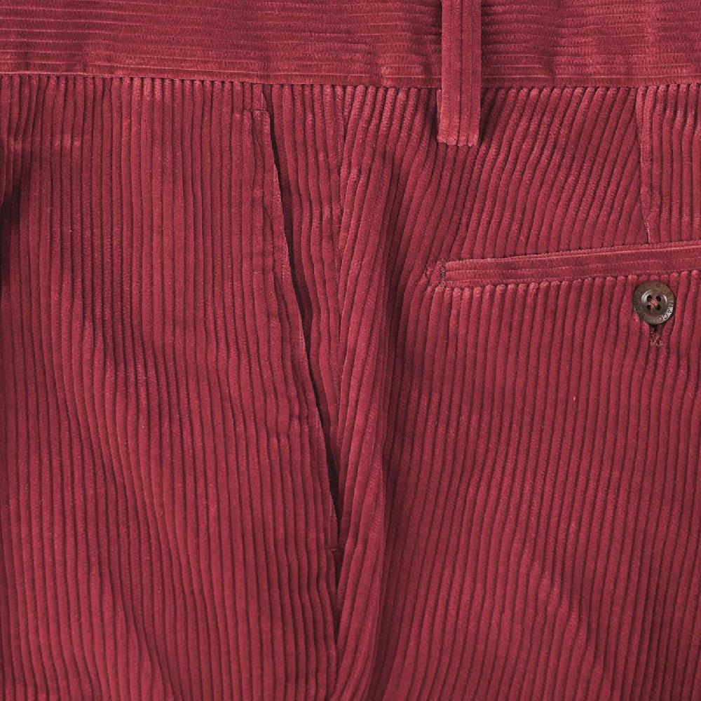 Rubinacci Vintage archive pantalone velluto a coste con pinces ciliegia Acquista Ora