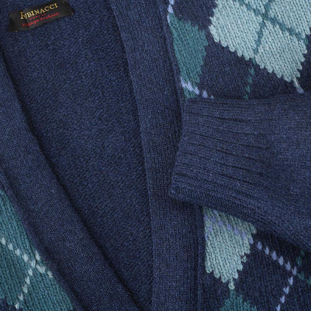 Rubinacci Vintage archive cardigan a rombi in lana blu Novità