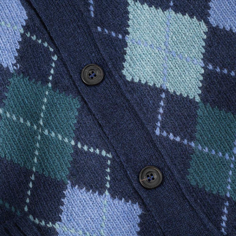 Rubinacci Vintage archive cardigan a rombi in lana blu Novità
