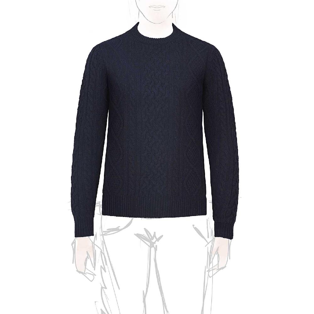 Rubinacci Vintage archive girocollo con trecce in lana blu