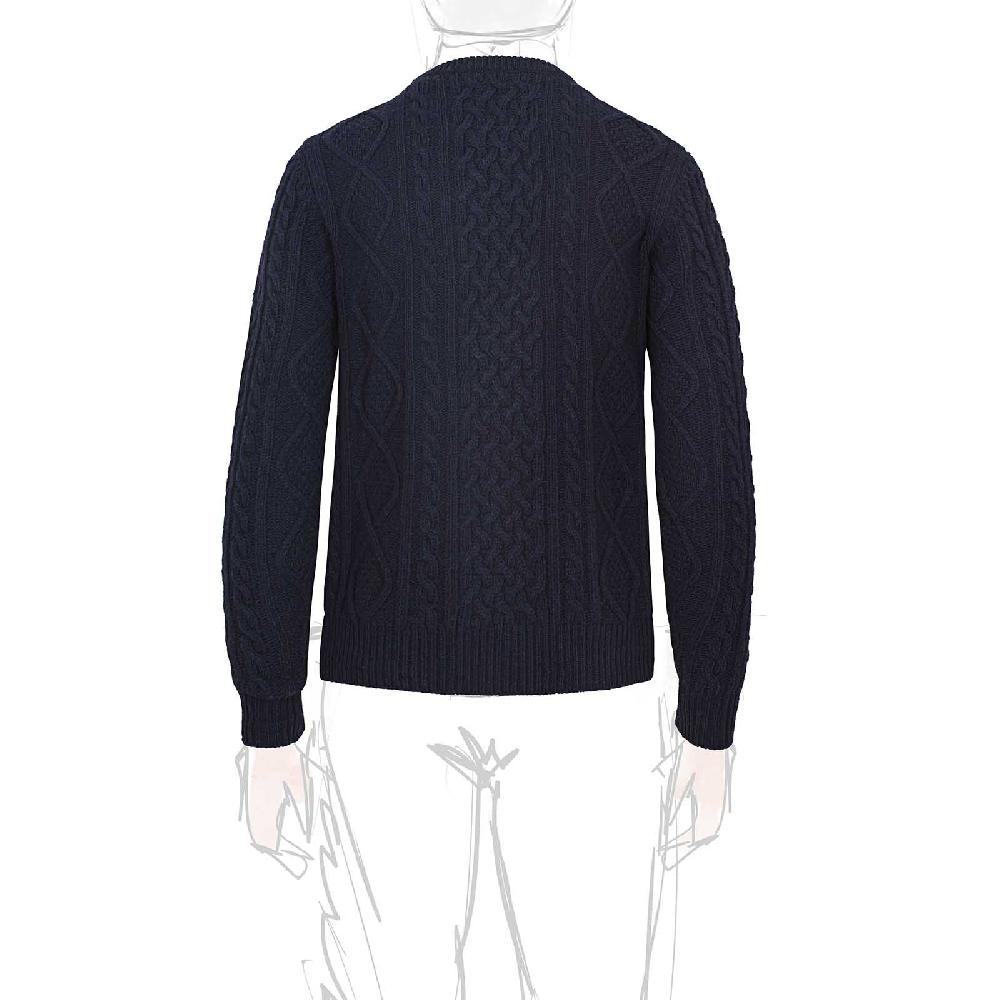 Rubinacci Vintage archive girocollo con trecce in lana blu Sconto