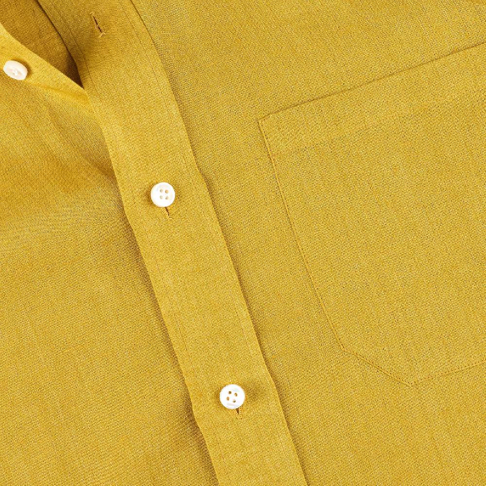 Rubinacci Vintage archive camicia in lino senape In Vendita