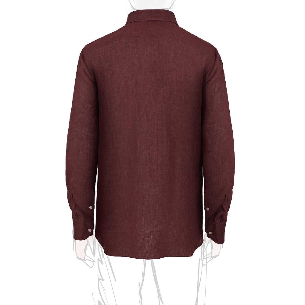 Rubinacci Vintage archive camicia in lino bordeaux Offerte