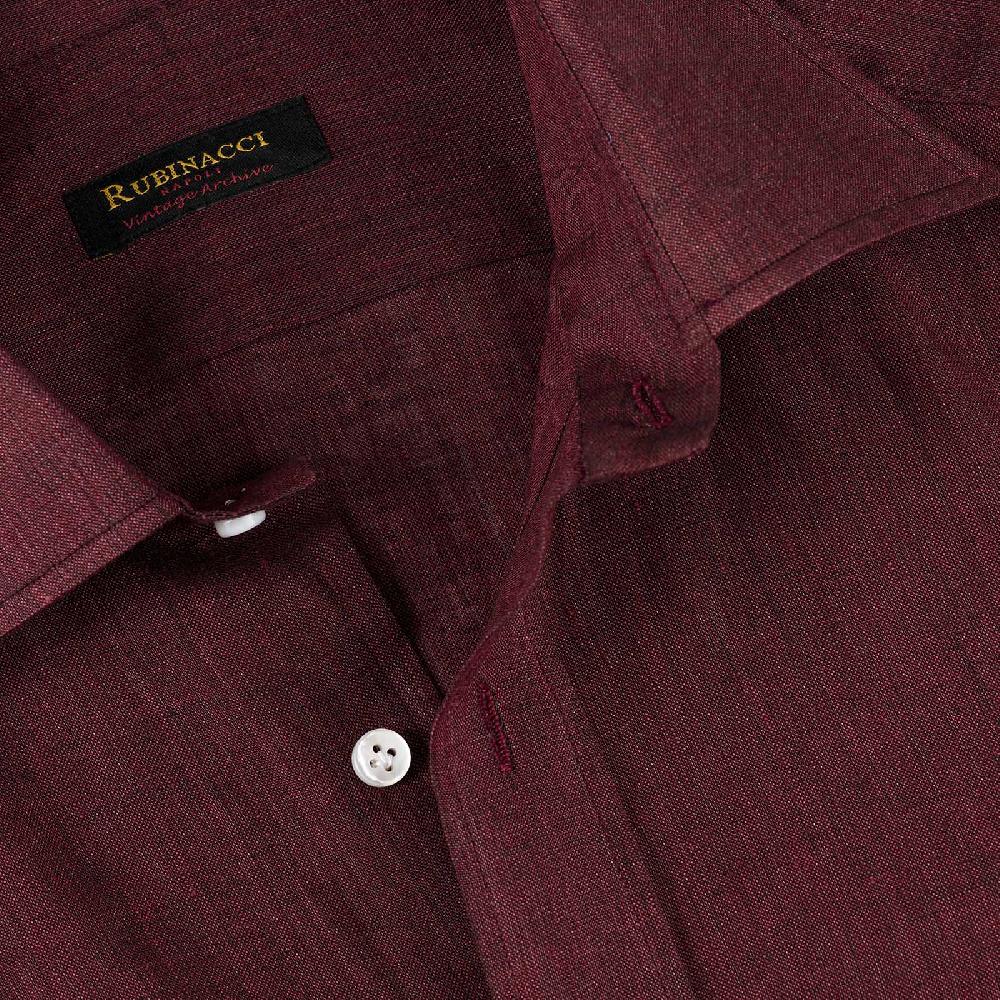 Rubinacci Vintage archive camicia in lino bordeaux Offerte