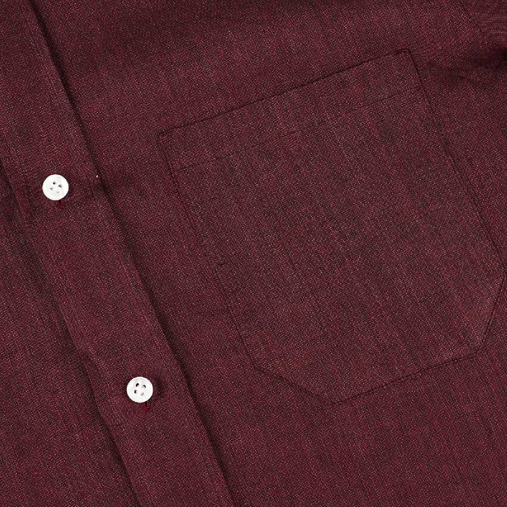 Rubinacci Vintage archive camicia in lino bordeaux Offerte