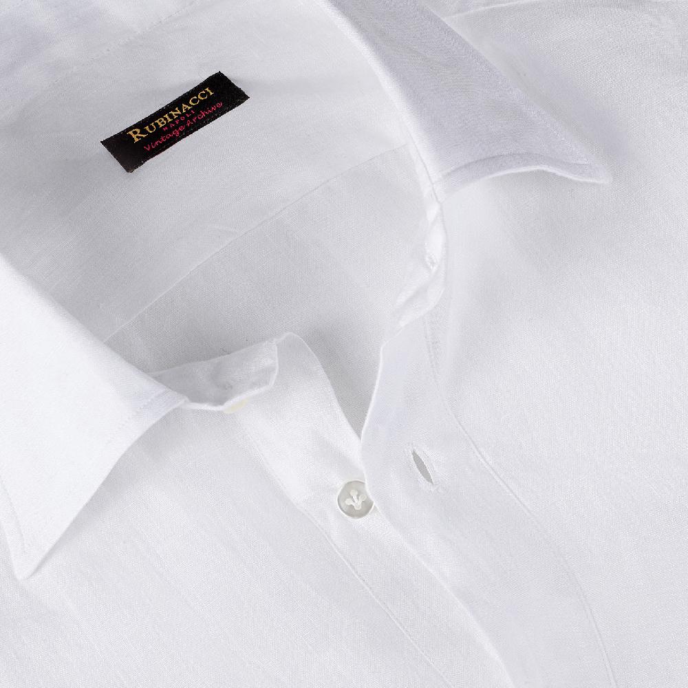 Rubinacci Vintage archive polo in lino bianca Vendita Calda