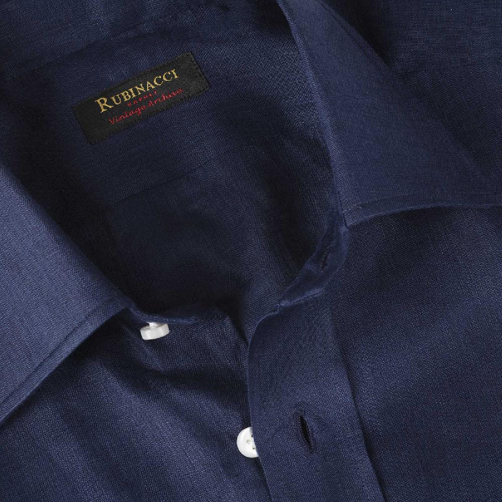 Rubinacci Vintage archive camicia in lino blu Vendita Economica