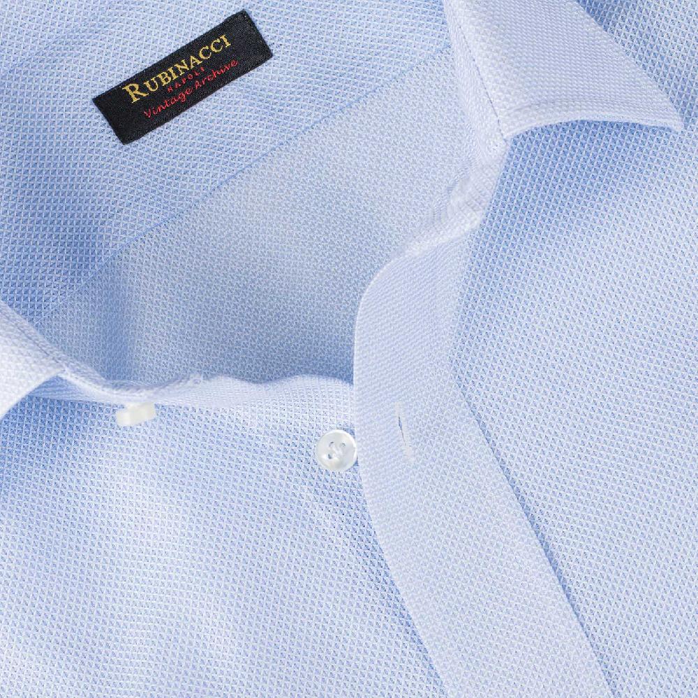Rubinacci Vintage archive camicia in cellulare azzurro Saldi Di Fabbrica