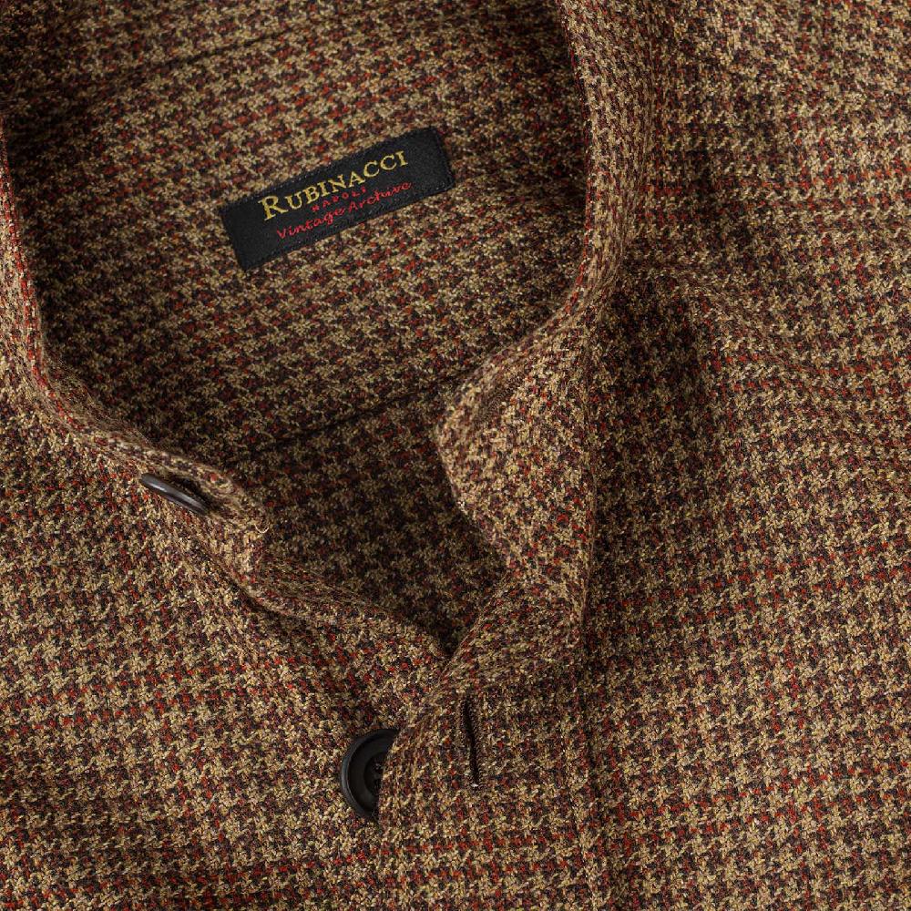 Rubinacci Vintage archive sahariana guru in pied de poule di cashmere nocciola Fino al 65% di sconto