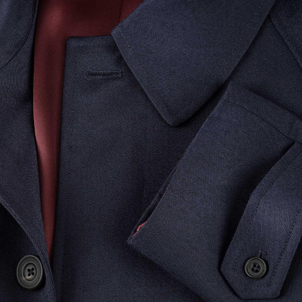 Rubinacci Vintage archive cappotto raglan in diagonale di lana blu Qualità Garantita