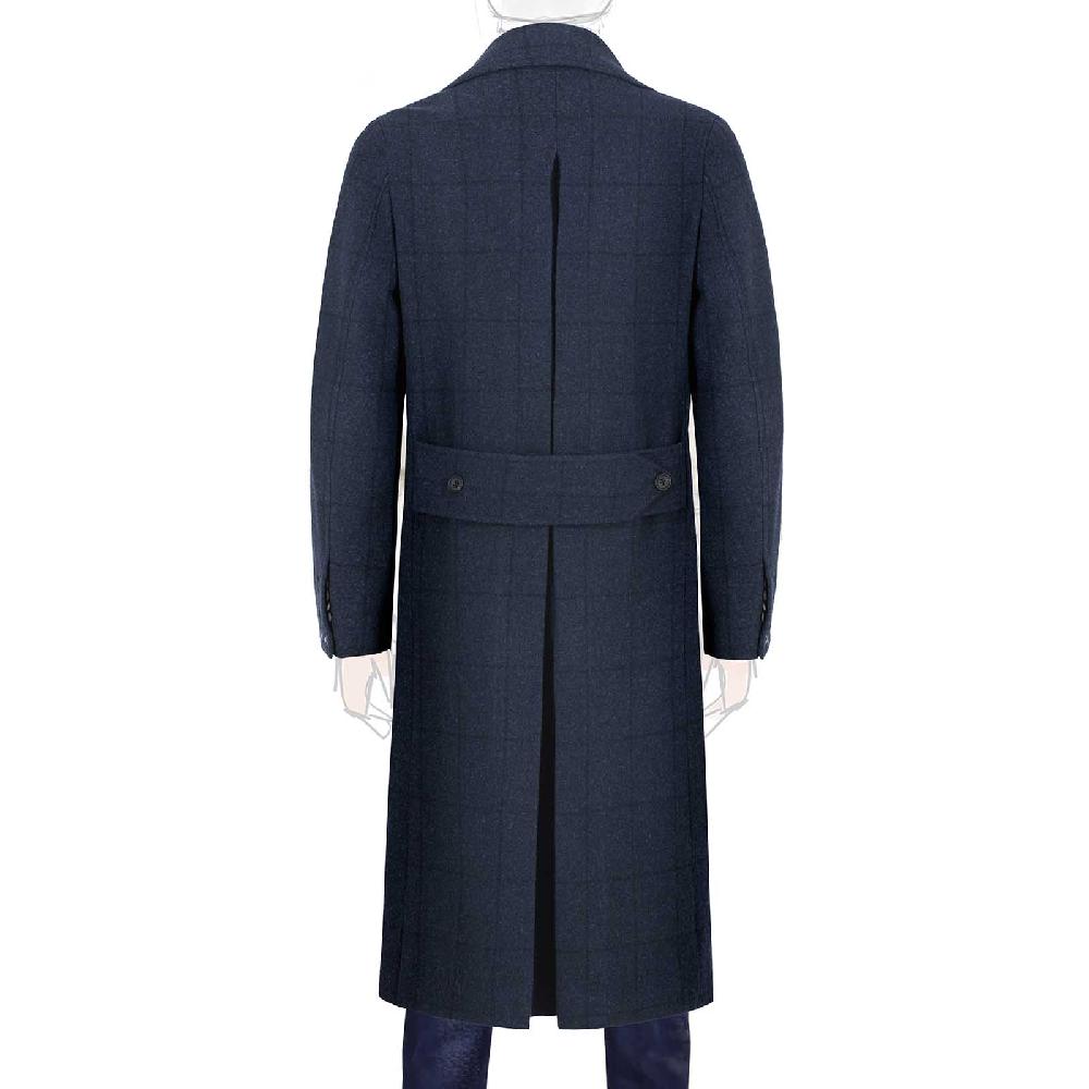 Rubinacci Vintage archive cappotto Ulster in lana a quadri blu Trasporto libero internazionale