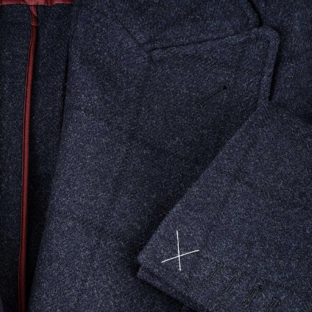 Rubinacci Vintage archive cappotto Ulster in lana a quadri blu Trasporto libero internazionale