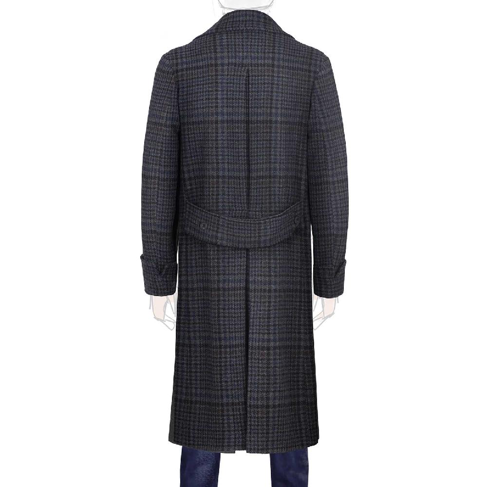 Rubinacci Vintage archive cappotto Ulster in lana e cashmere a quadri blu Duty-free