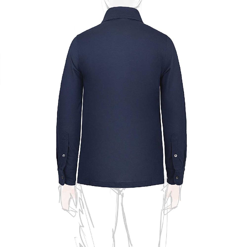 Rubinacci Camicia in piquet di lana blu Shopping Online