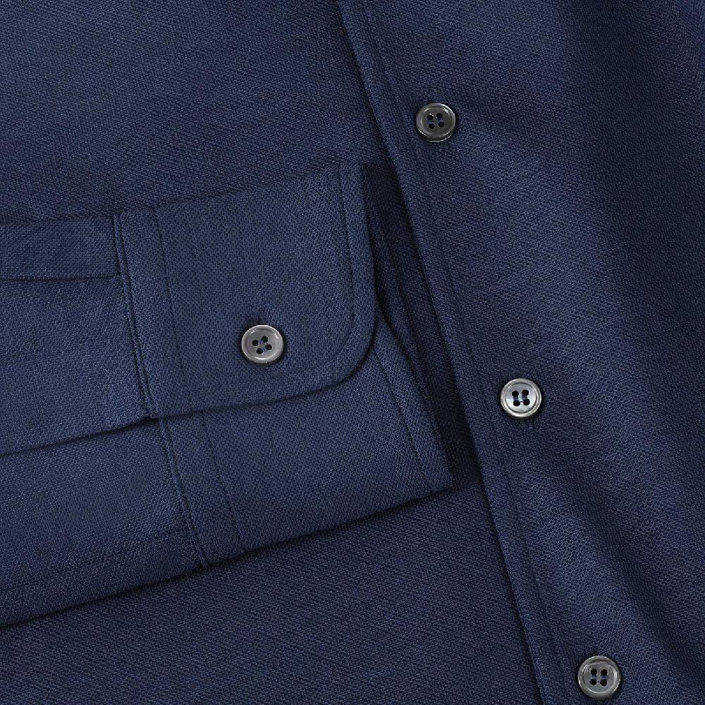 Rubinacci Camicia in piquet di lana blu Shopping Online