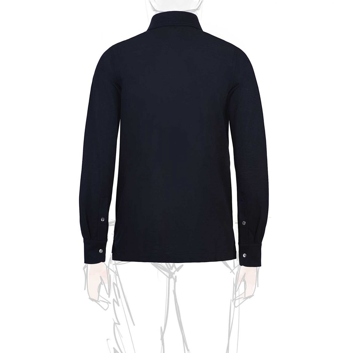 Rubinacci Camicia in piquet di lana blu navy Sottocosto
