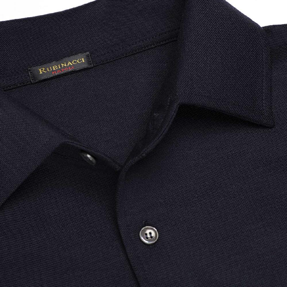 Rubinacci Camicia in piquet di lana blu navy Sottocosto