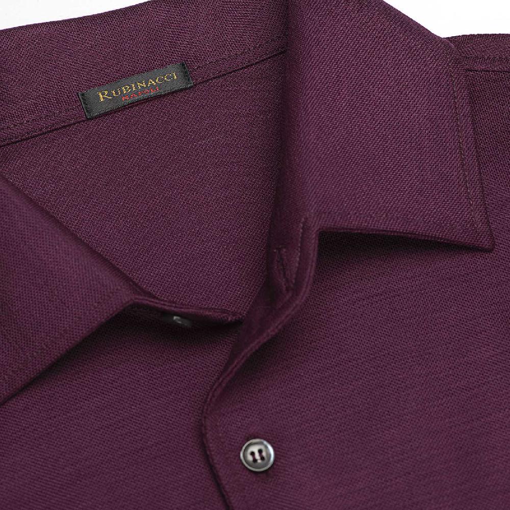 Rubinacci Camicia in piquet di lana bordeaux Convenienza