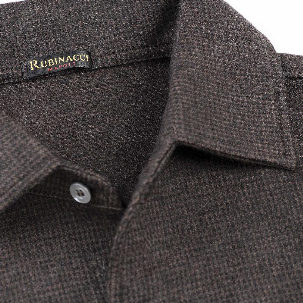 Rubinacci Camicia in cashmere a quadretti marrone e nero Novità