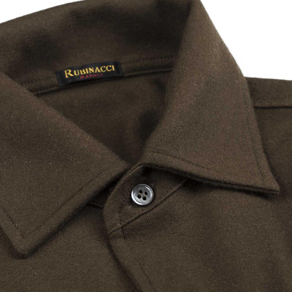Rubinacci Camicia in cashmere verde militare Presa