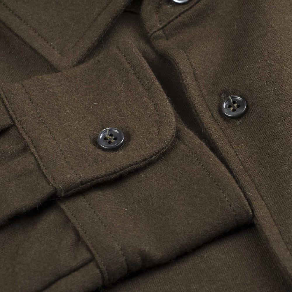 Rubinacci Camicia in cashmere verde militare Presa