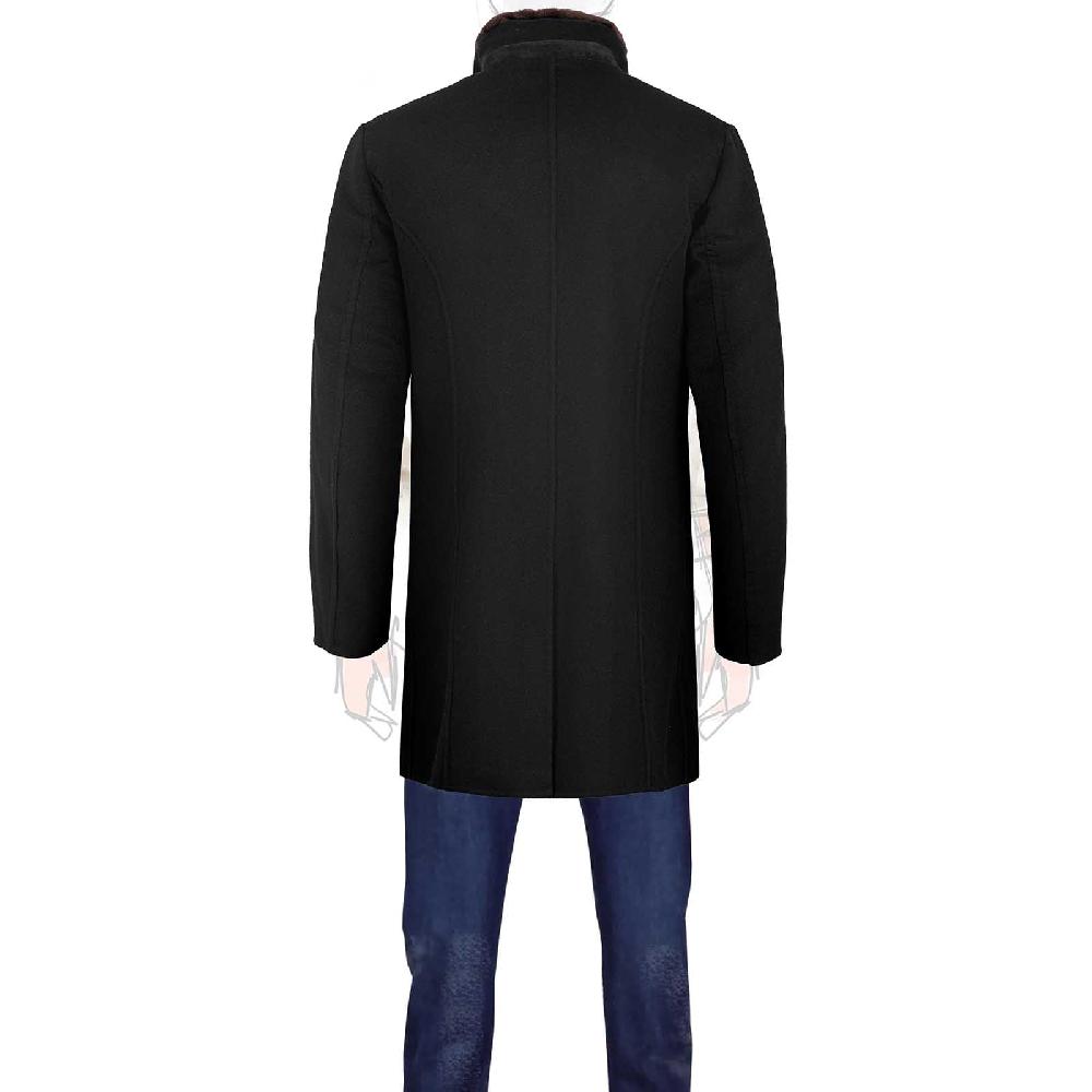 Rubinacci Giaccone lana e cashmere con pelliccia nero Offerta