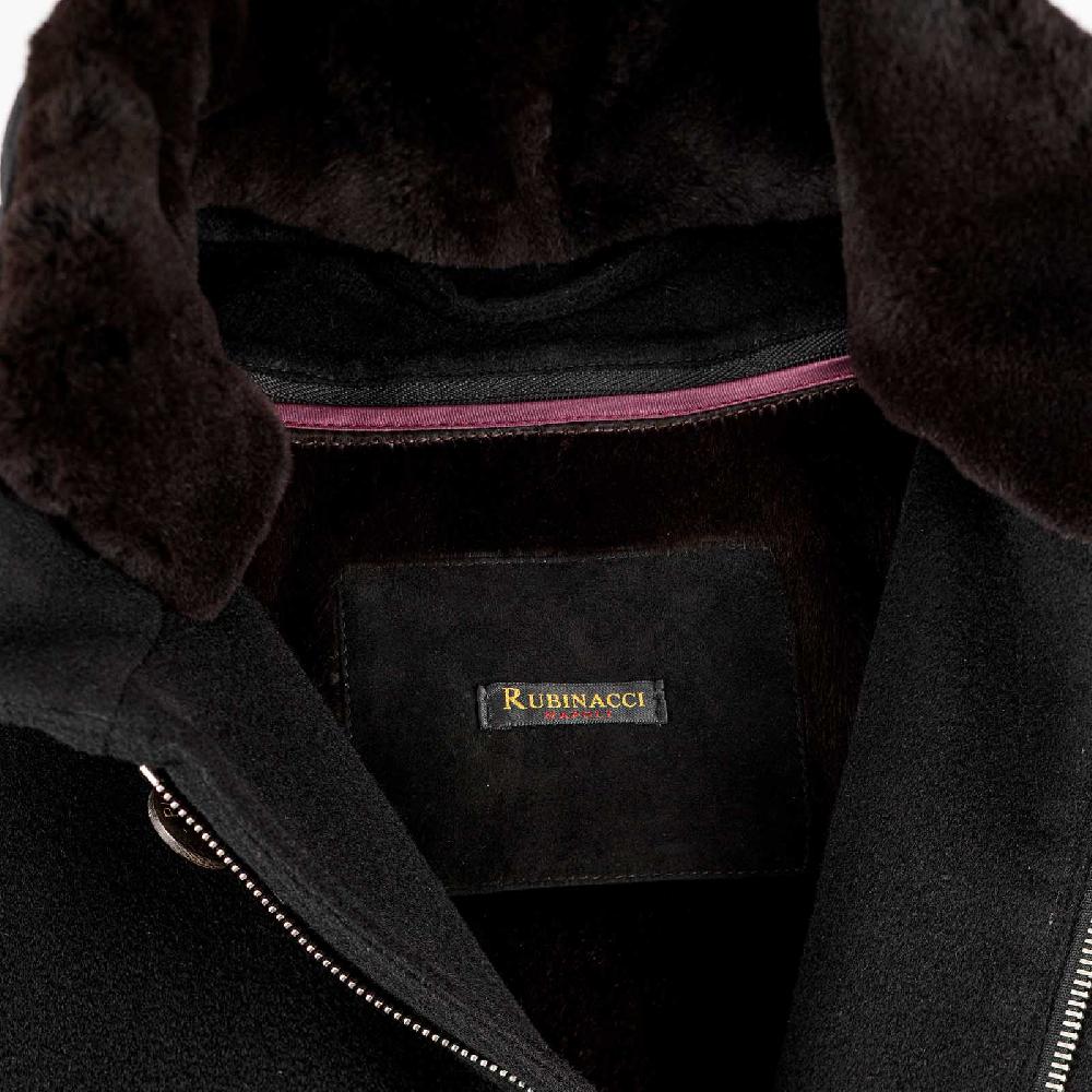 Rubinacci Giaccone lana e cashmere con pelliccia nero Offerta