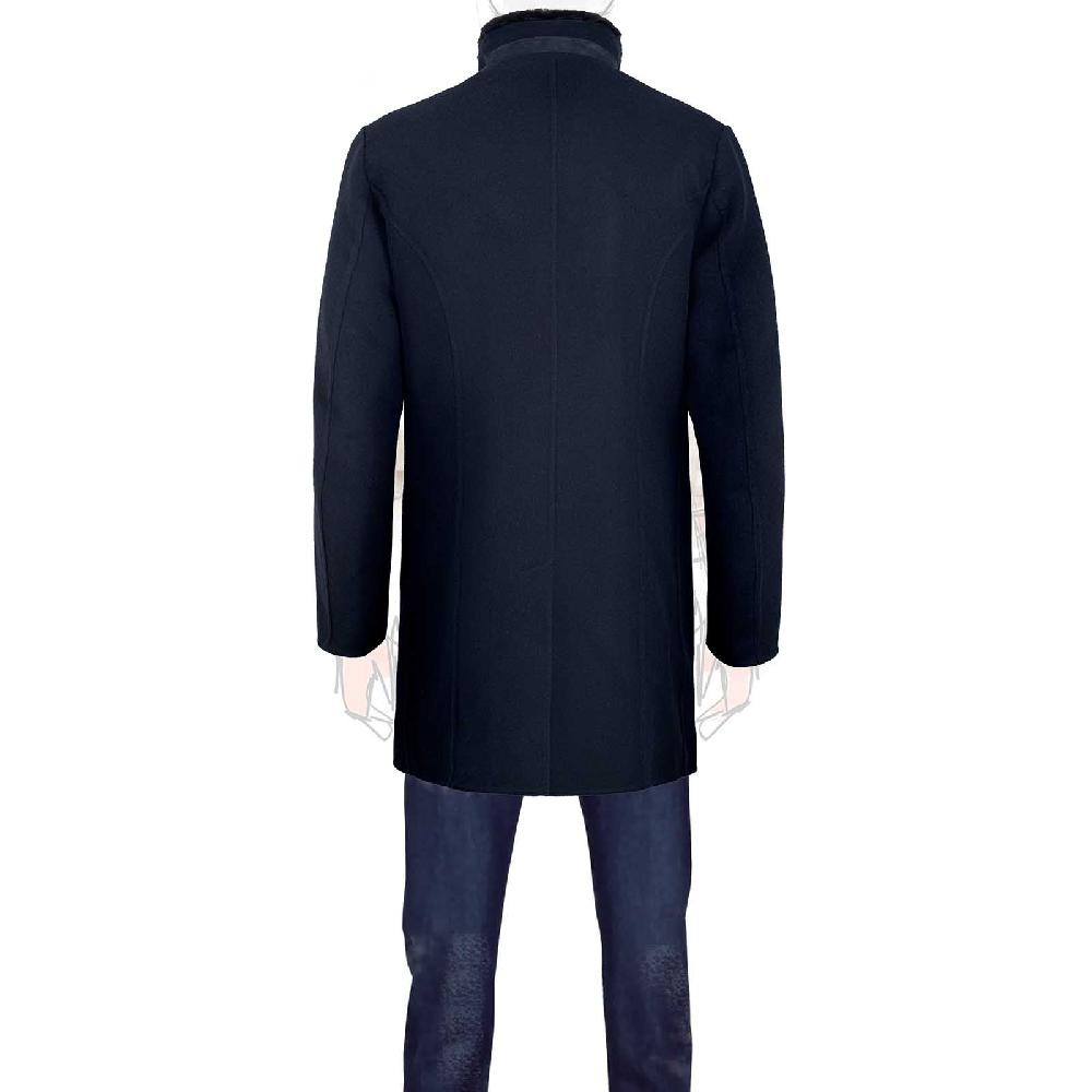 Rubinacci Giaccone lana e cashmere blu con pelliccia Economico
