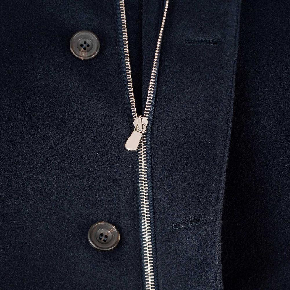Rubinacci Giaccone lana e cashmere blu con pelliccia Economico