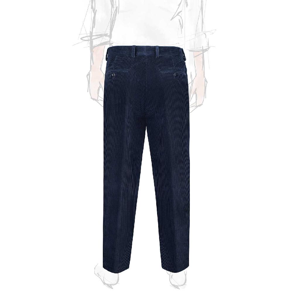 Rubinacci Pantalone 2 pinces in velluto a coste blu In Linea