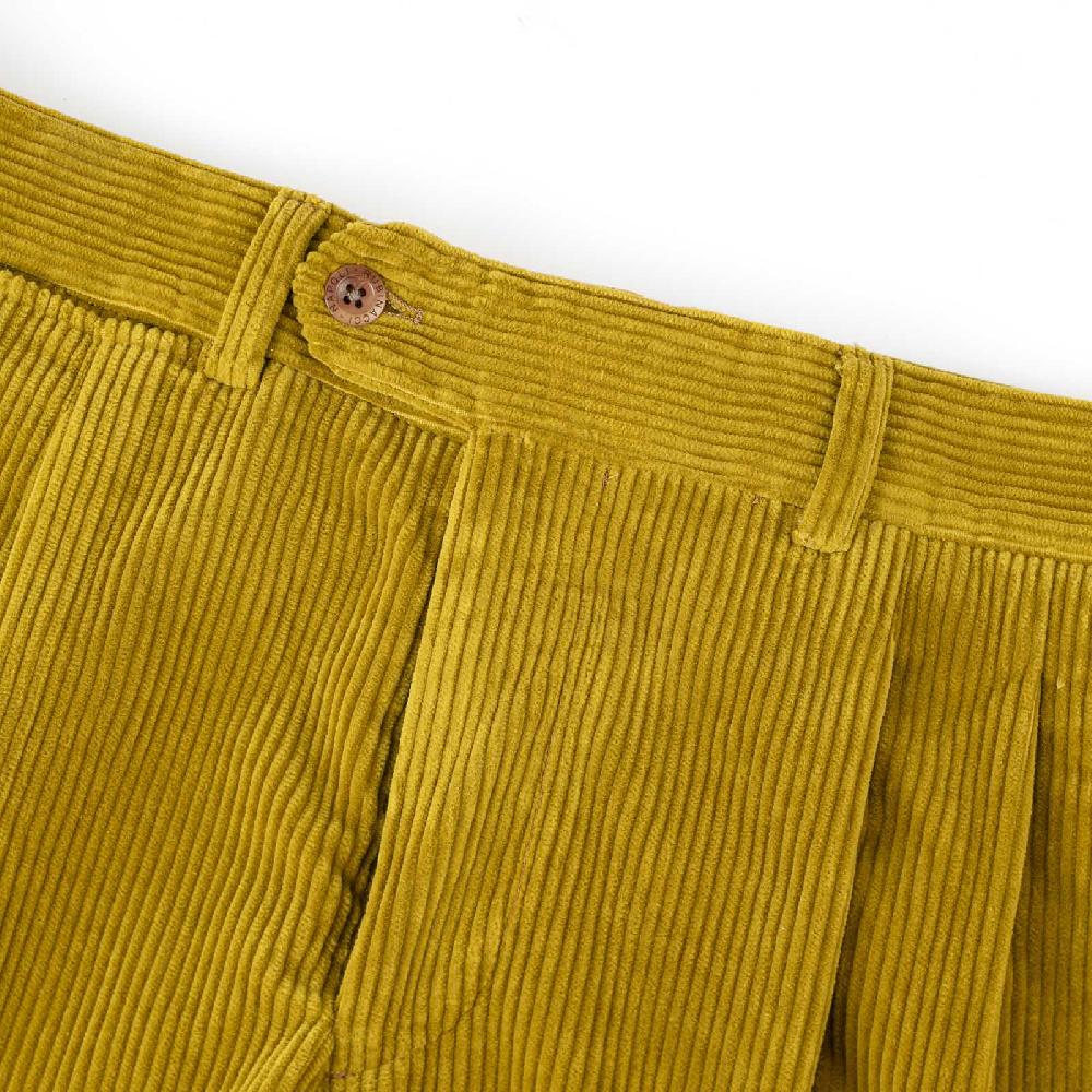 Rubinacci Pantalone 2 pinces in velluto a coste ocra Promozione