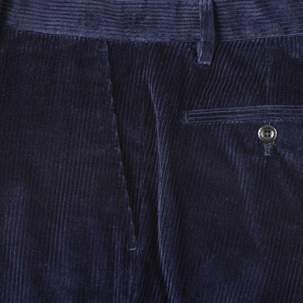 Rubinacci Pantalone in velluto a coste blu notte Pezzi Unici