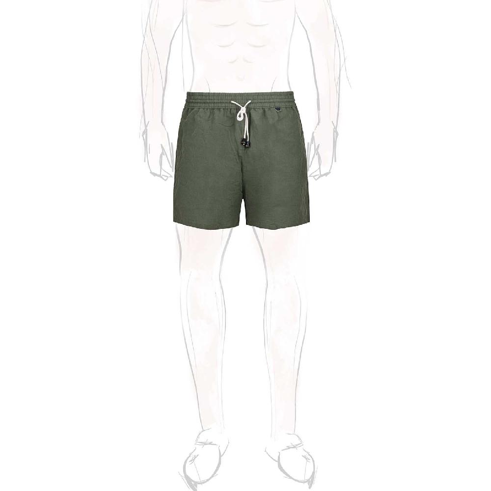 Rubinacci Costume da bagno verde in lino e cotone