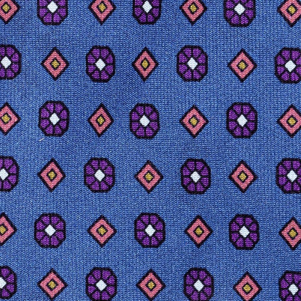 Rubinacci Cravatta in twill di seta con stampa floreale blu In Saldo