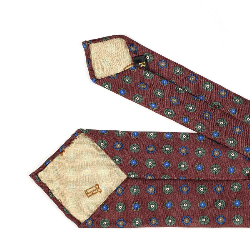 Rubinacci Cravatta in twill di seta bordeaux con stampa floreale Moda