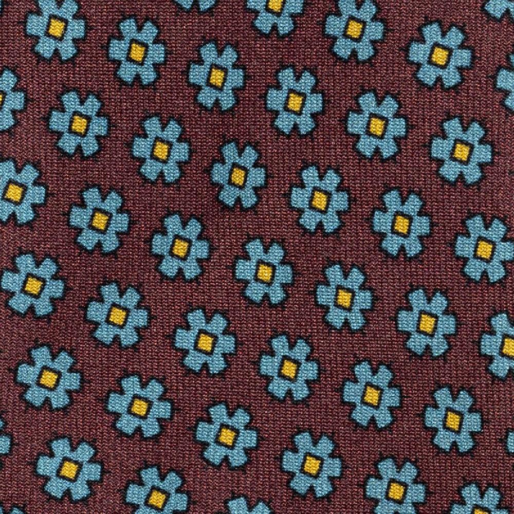 Rubinacci Cravatta in twill di seta bordeaux con stampa floreale 2025