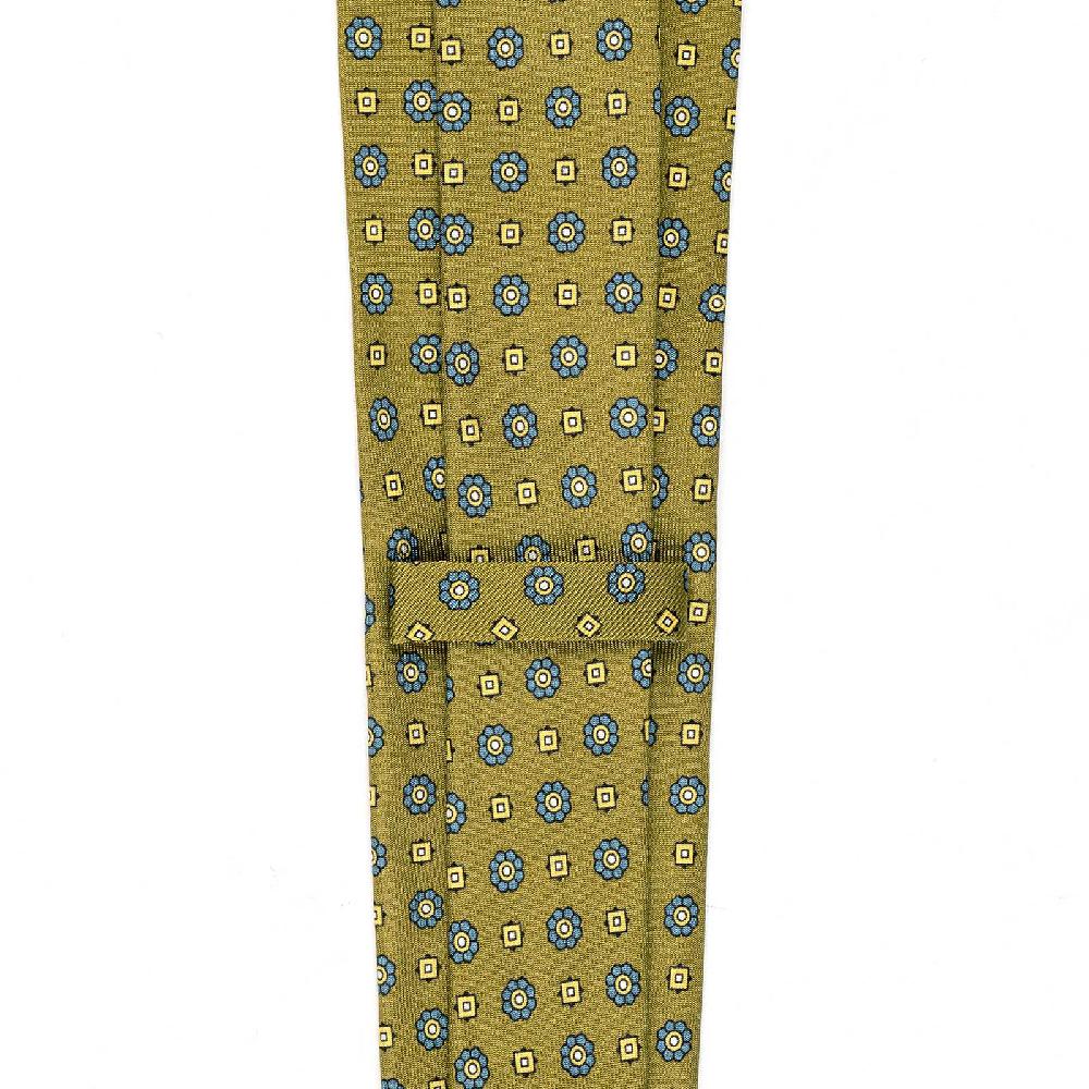 Rubinacci Cravatta in twill di seta senape con stampa floreale Italy