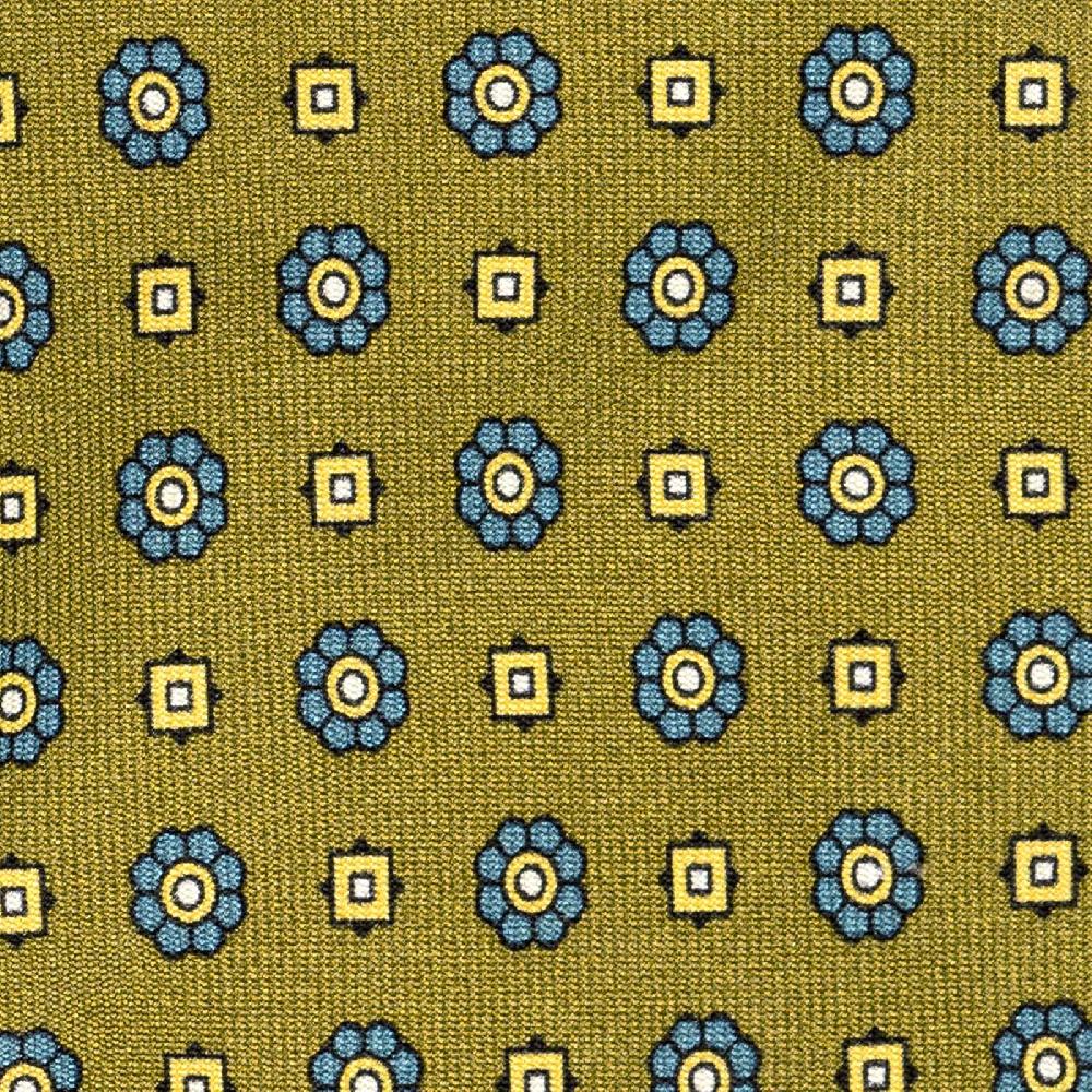 Rubinacci Cravatta in twill di seta senape con stampa floreale Italy