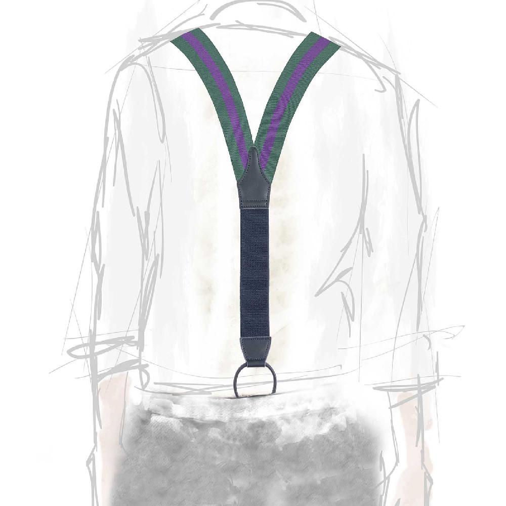 Rubinacci Bretelle rigate viola e verde Presa