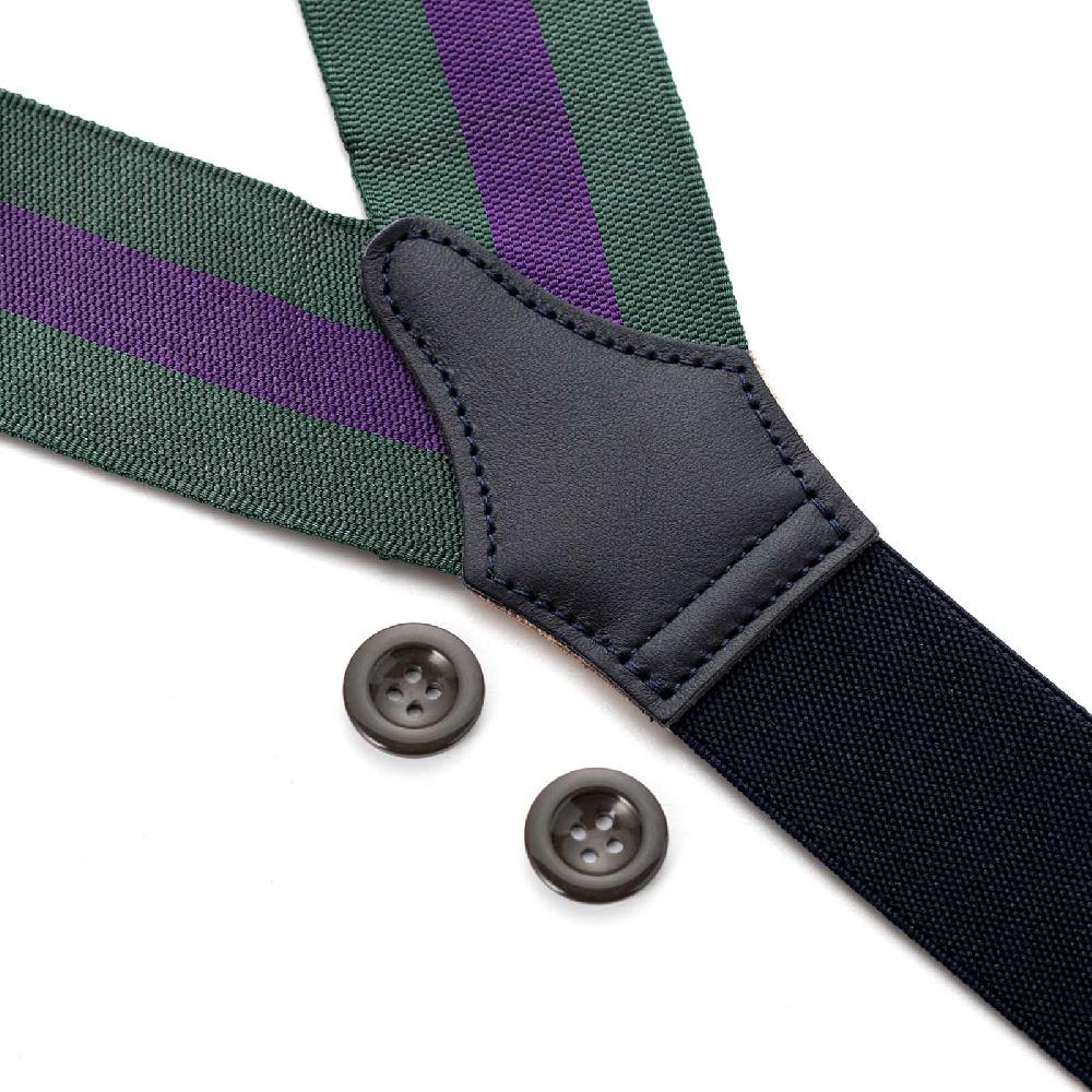 Rubinacci Bretelle rigate viola e verde Presa