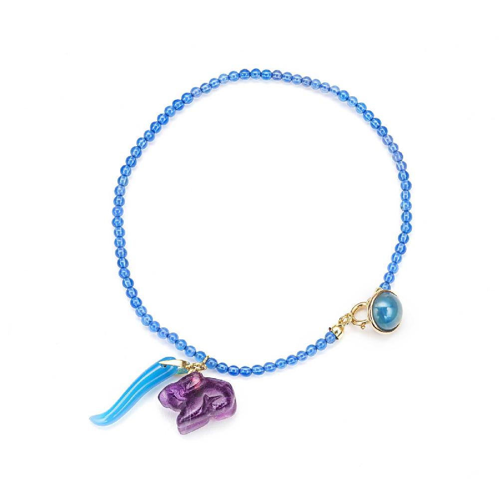 Rubinacci Bottone da bavero ruby in agata azzurro Spedizione gratuita