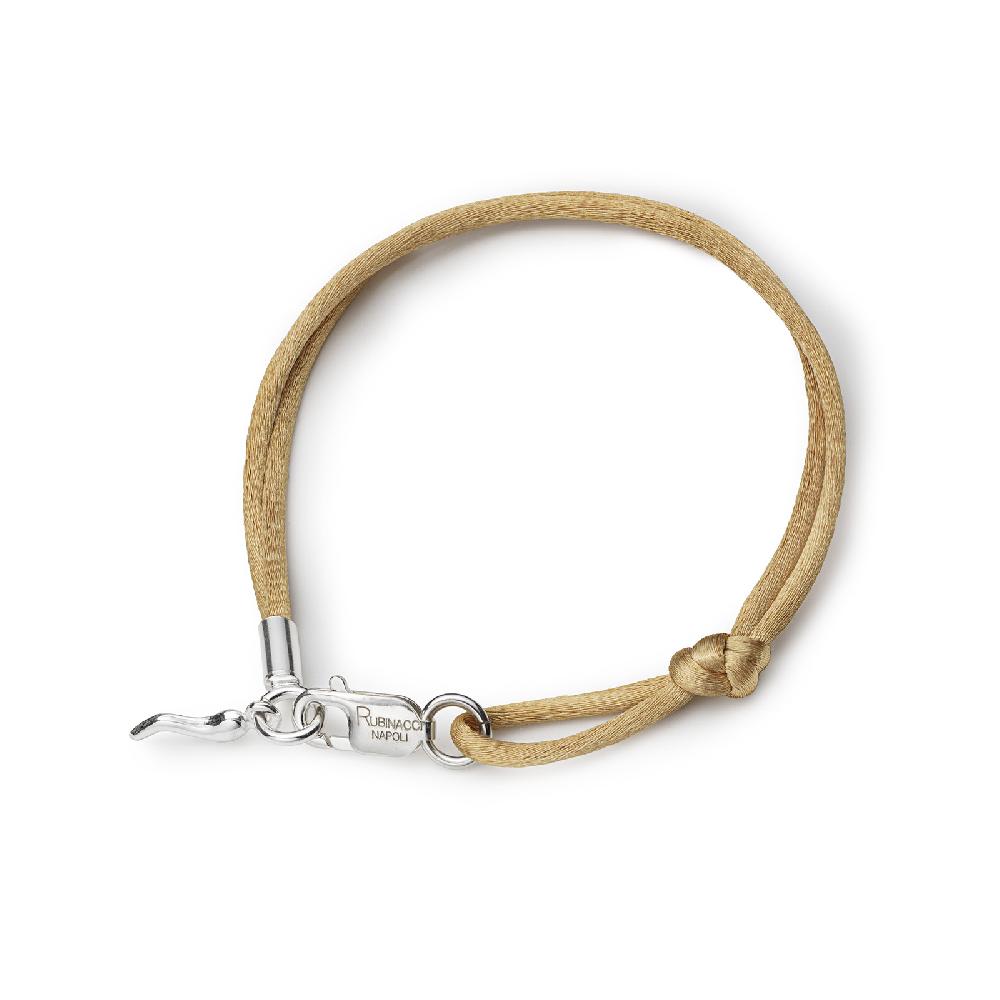 Rubinacci Braccialetto ruby in seta beige Grande vendita