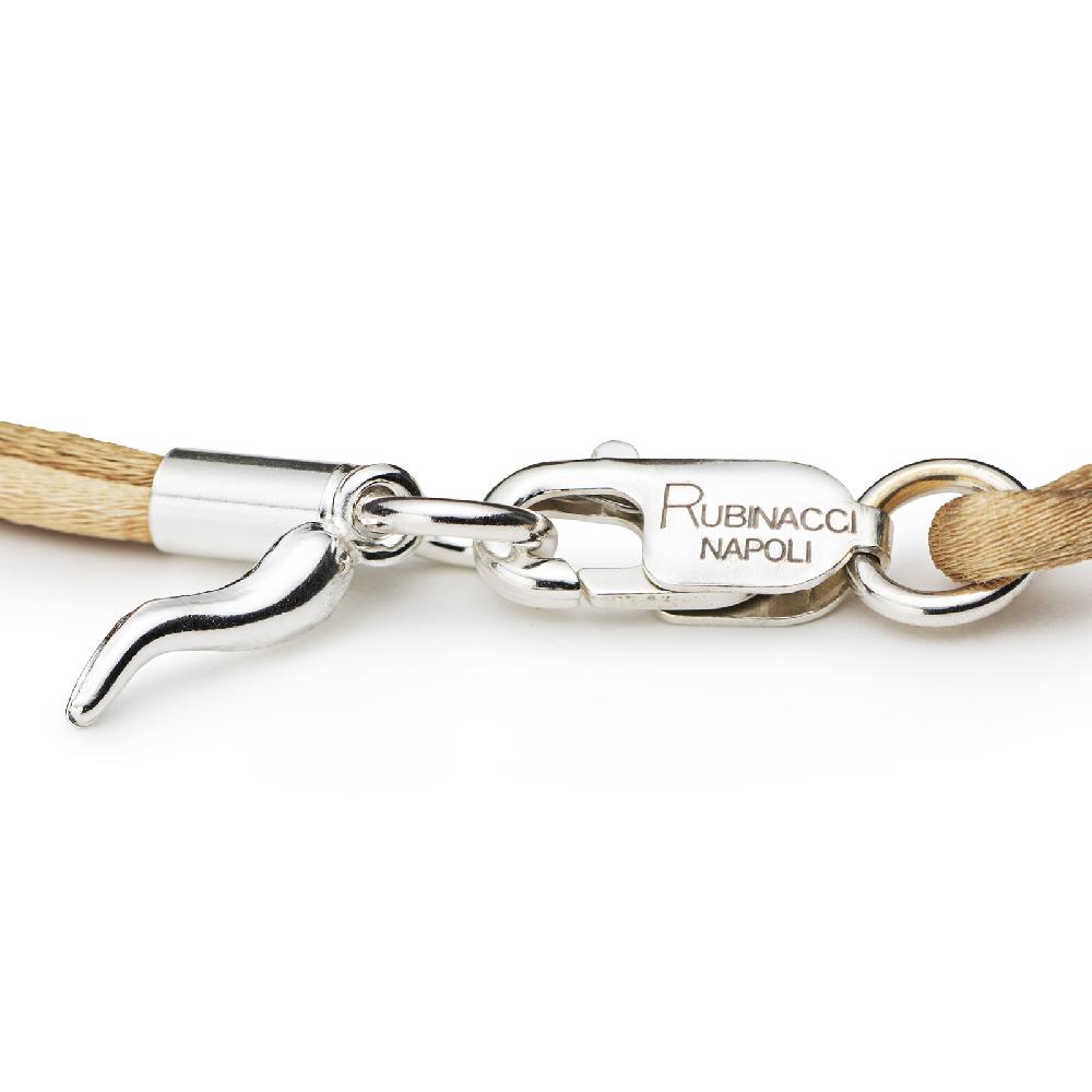Rubinacci Braccialetto ruby in seta beige Grande vendita