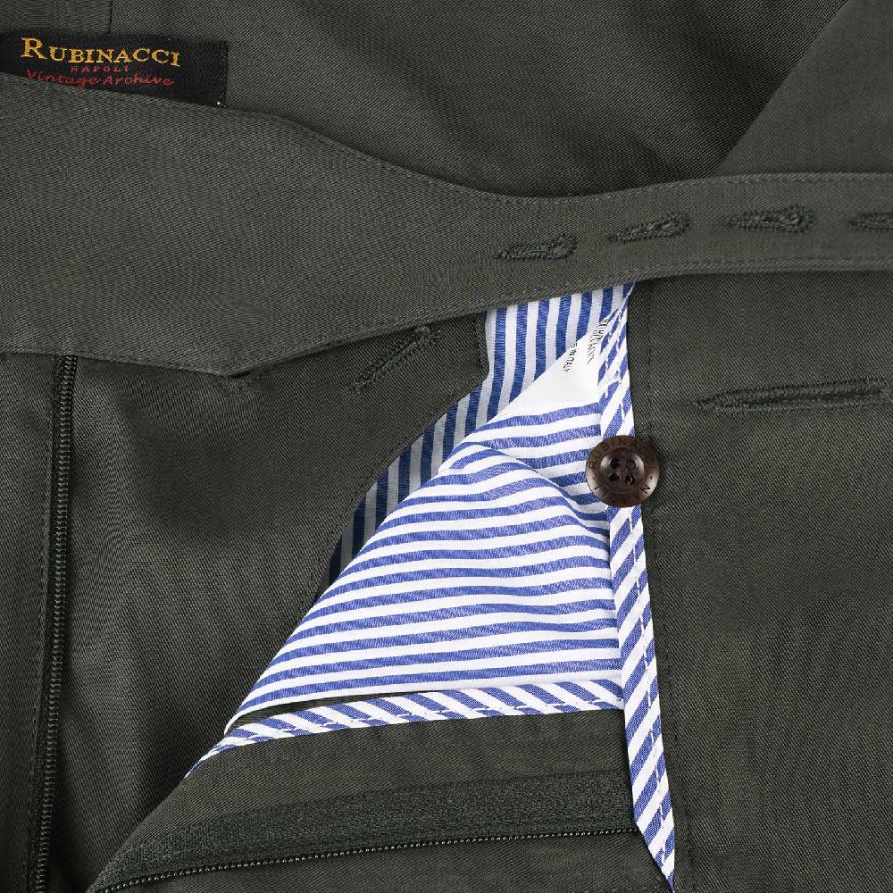 Rubinacci Vintage archive pantalone Manny in cotone verde militare Officina