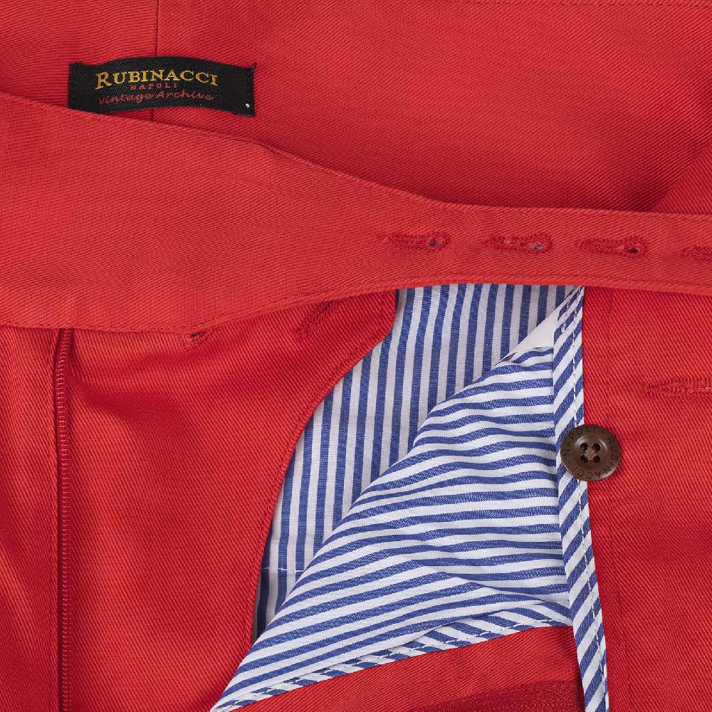 Rubinacci Vintage archive pantalone Manny in cotone rosso Limitato a 3 giorni