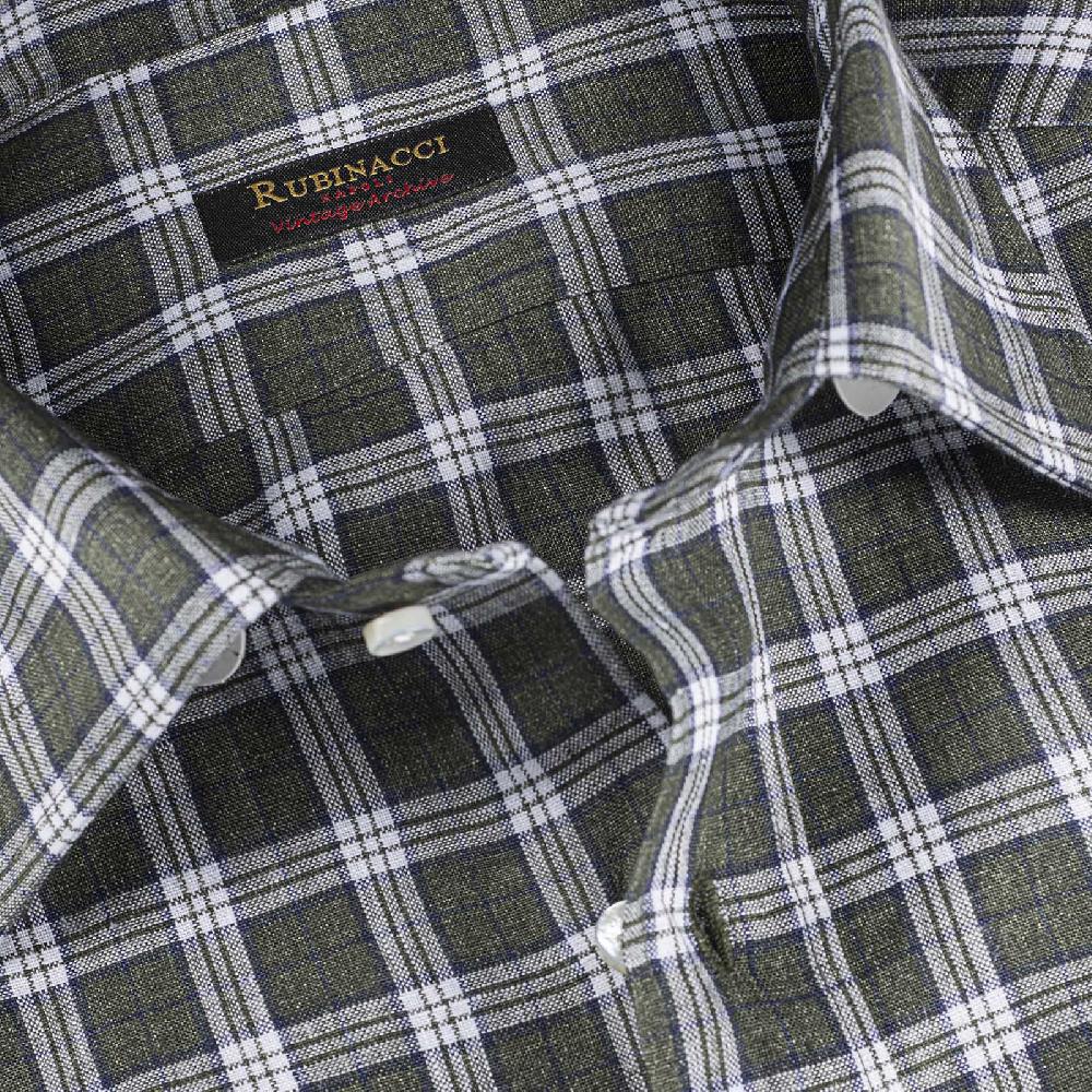 Rubinacci Vintage archive camicia in lino verde e bianco In vendita
